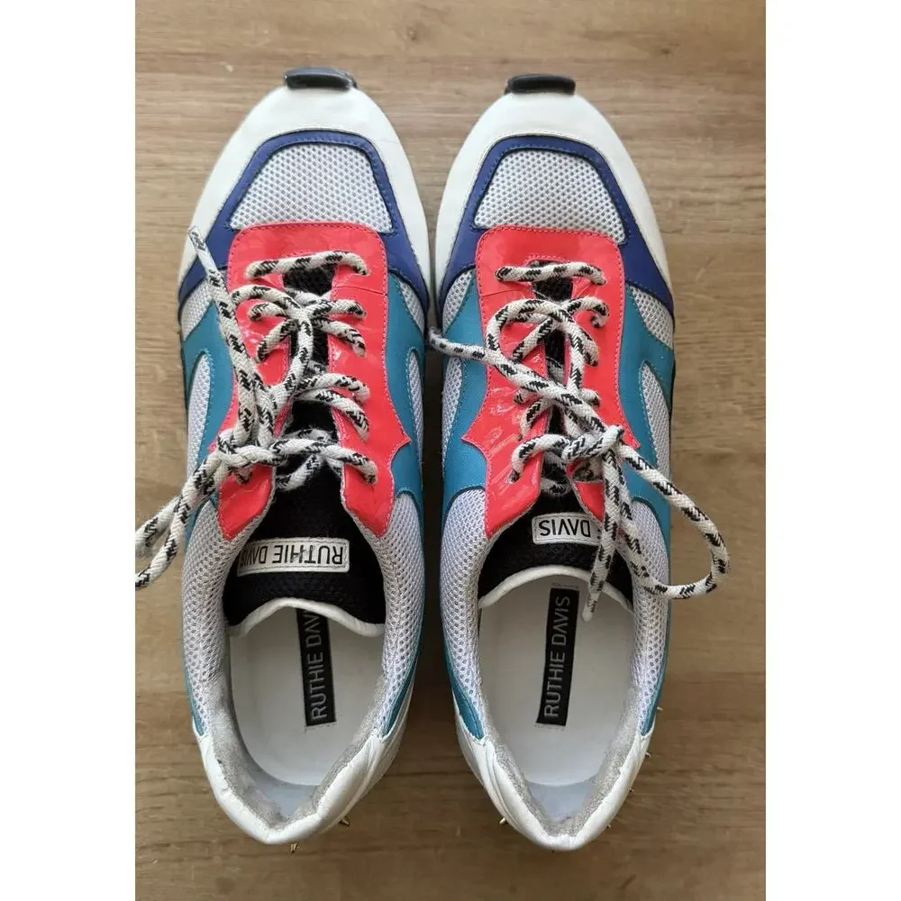 Ruthie Davis Platform Sneakers Colorful Spiked Sz 39‎ US 8.5 READ